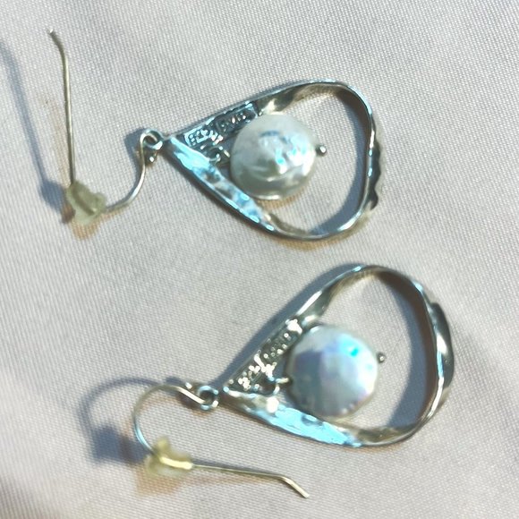 Silver and Pearl Earrings - Picture 2 of 3